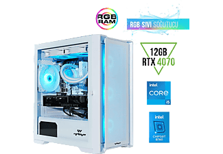 WARP Optima Intel i5 12400FB760 Cooling Asus RTX 407012 GB RGB 16 GB RGB/1TB/650 WFS Powers/Freedos Oyuncu Bilgisayarı Beyaz