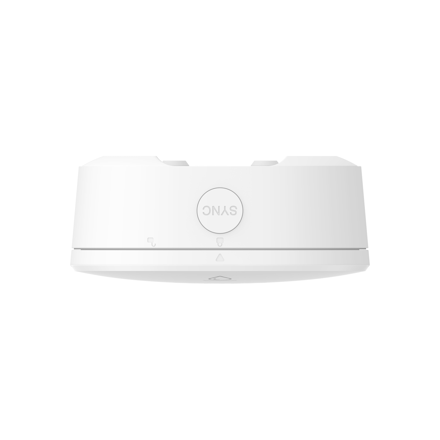 White device with a round button labeled "SYNC" and an arrow symbol.