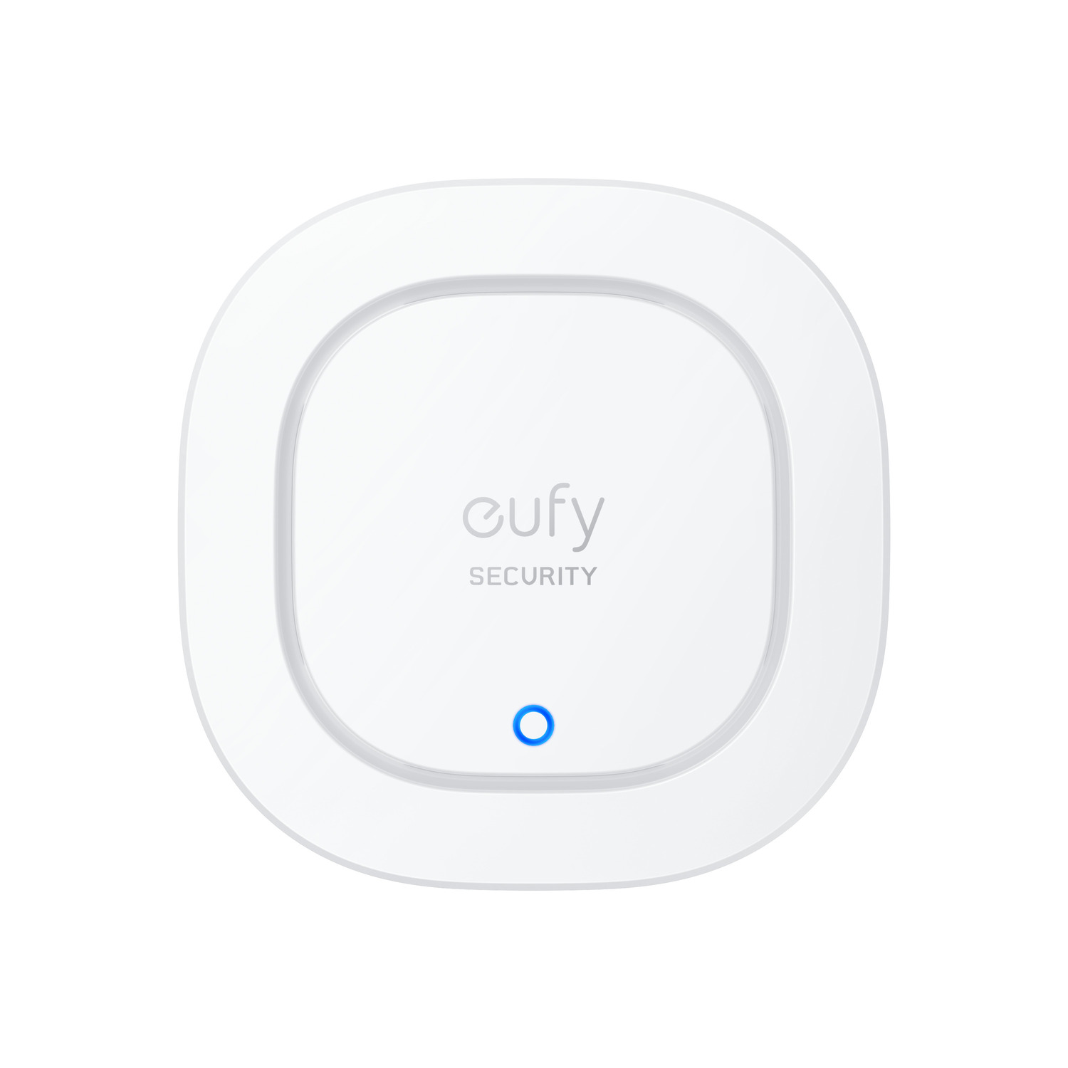Appareil de sécurité eufy blanc, vue de dessus.