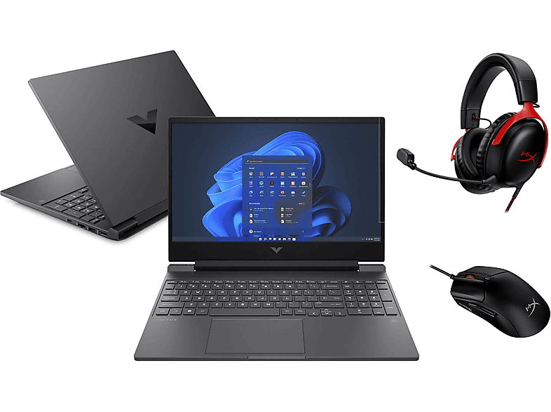Laptop HP Victus 15-fa1151nw FHD i5-13420H/16GB/512GB SSD/RTX4050 6GB/Win11H Szary + słuchawki HYPERX Cloud III mysz Pulsefire Haste 2