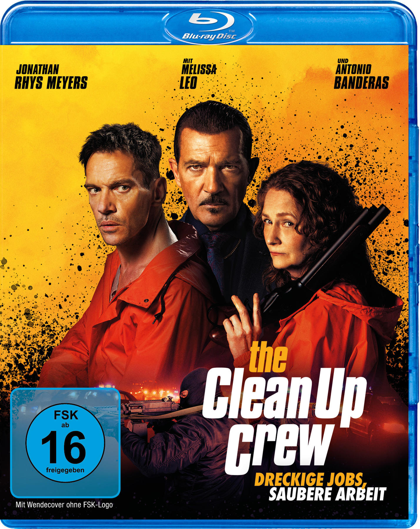 Blu-ray-Cover mit Schauspielern. Titel 'The Clean Up Crew', FSK-Bewertung und Filmtitel.