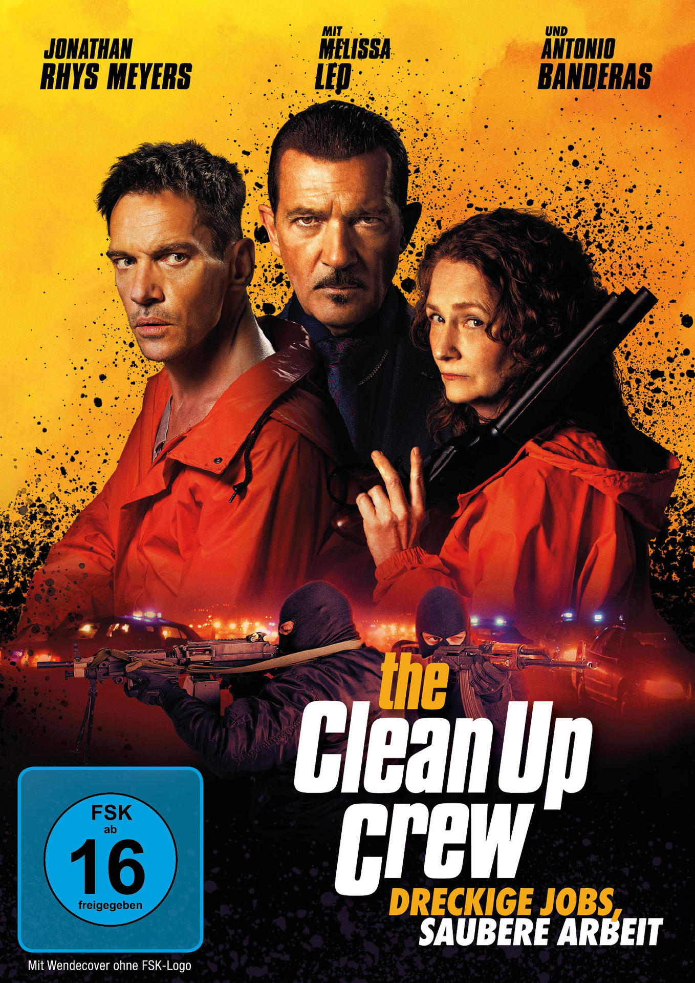 Filmcover für The Clean Up Crew mit drei Personen auf der Vorderseite. Text sichtbar.