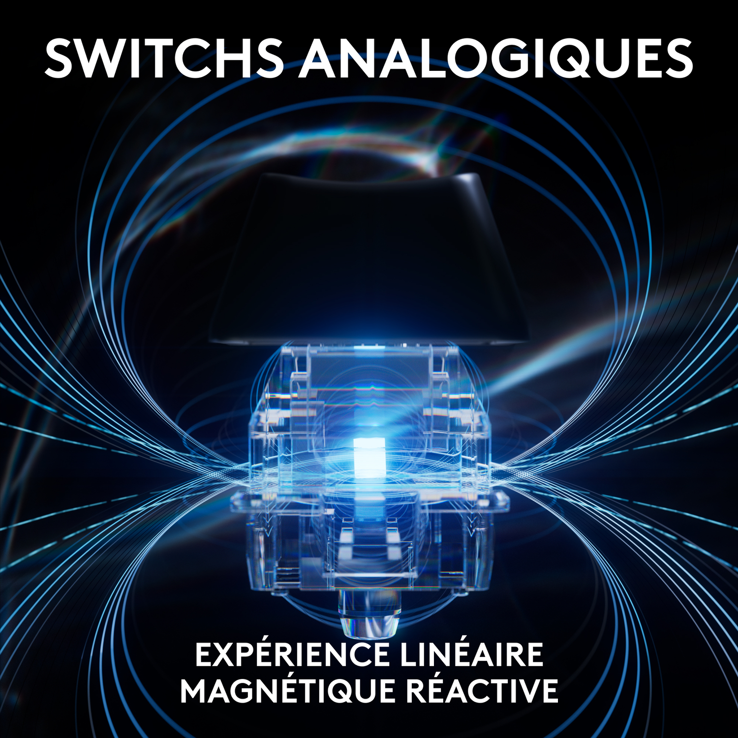 Gros plan sur un interrupteur de clavier avec les mots Switches Analogiques.