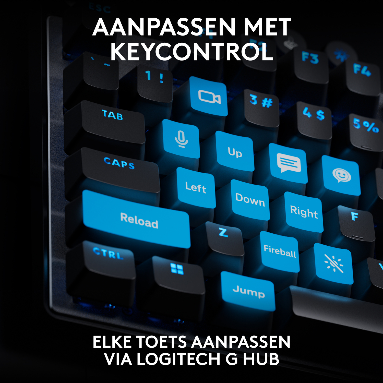 Een monitor met een close-up van een blauw oog op het scherm.