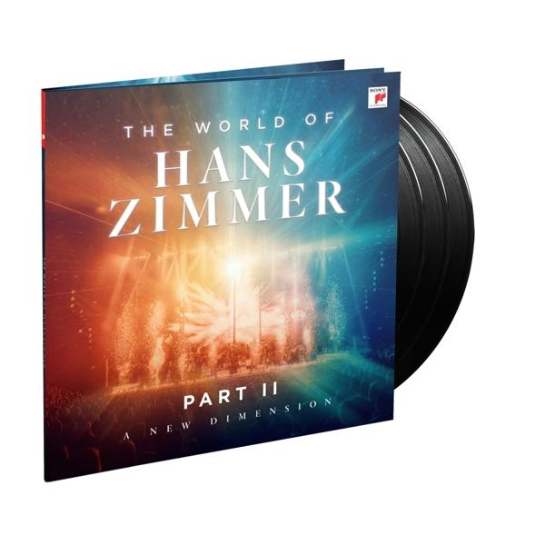 Egy bakelit lemez borítója "The World of Hans Zimmer" címmel. A lemez látható.