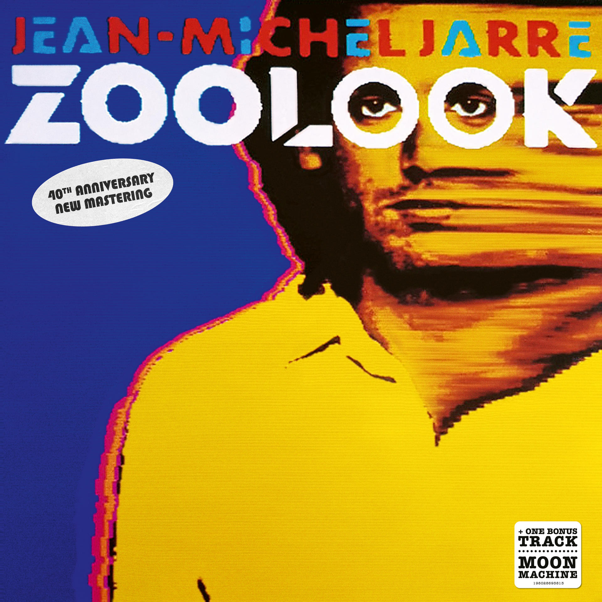 Jean-Michel Jarre Zoolook albumjának borítója. Arc illusztráció szöveggel.