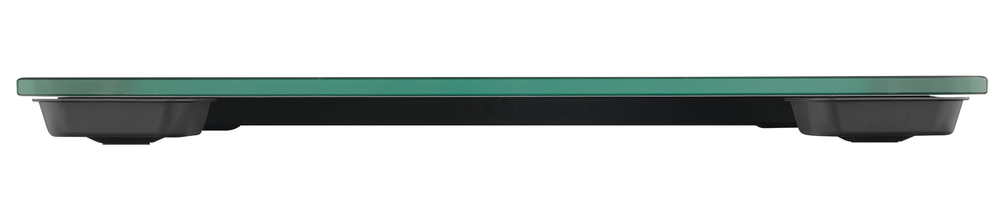 Waga szklana, czarna podstawa, widok z boku, izolowana.