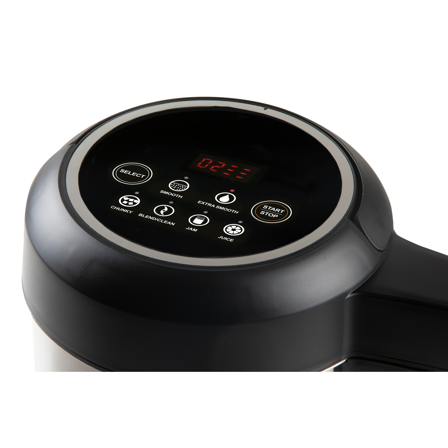 The power port on a black and steel blender.