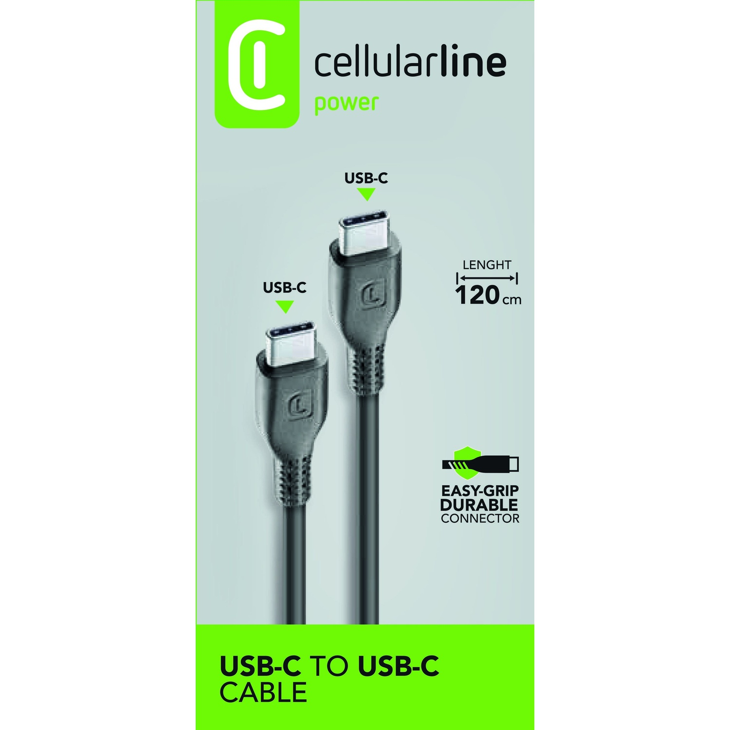 Cavo da USB a USB-C nero. Il cavo è nero.