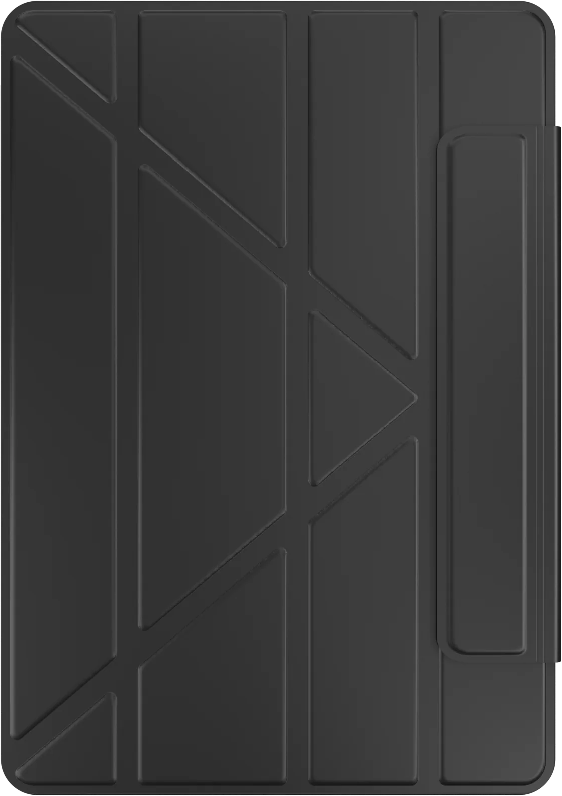 Fekete tablettok tok geometrikus mintával és állvánnyal.