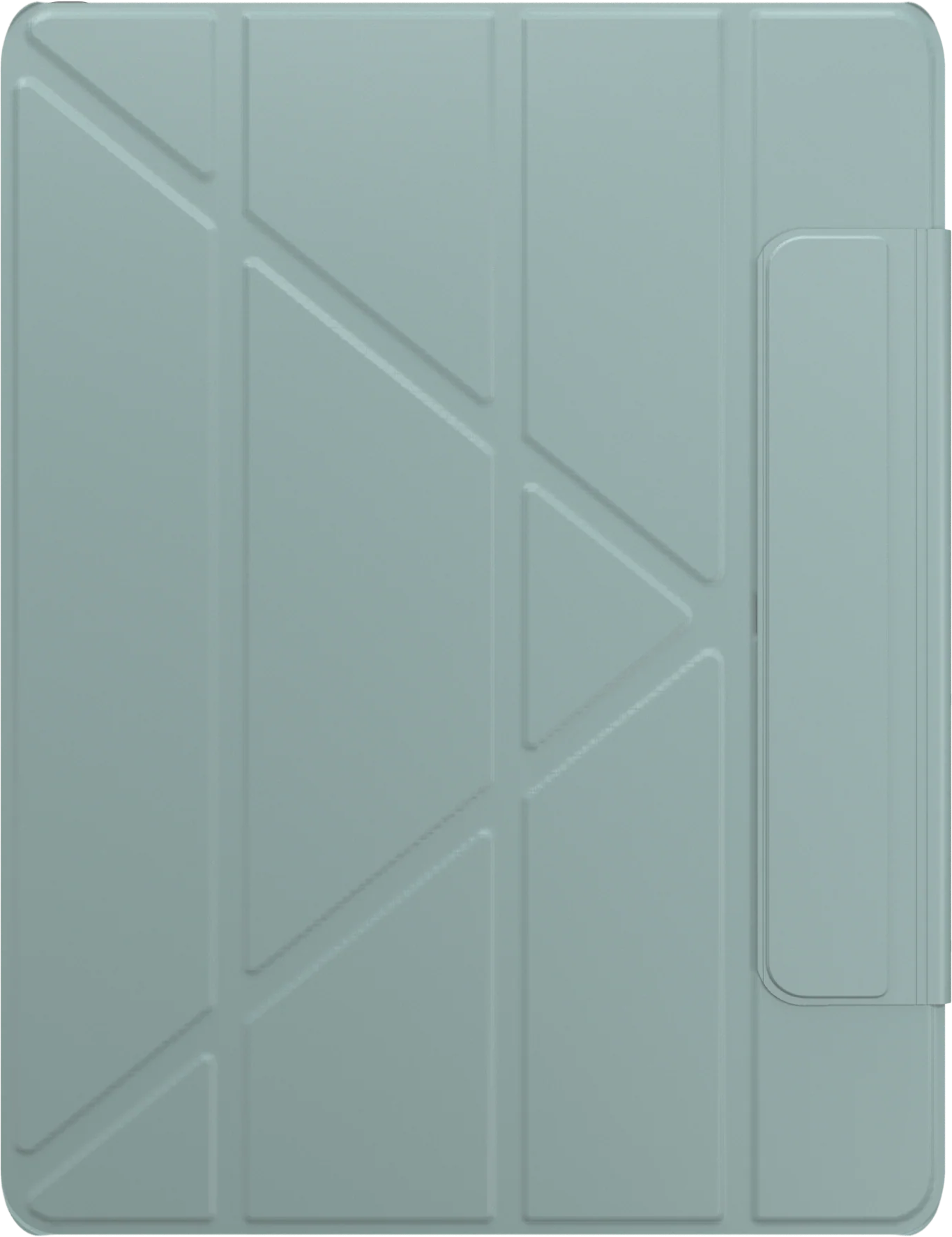 Világoszöld tablettok geometrikus mintával és oldalsó állvánnyal.