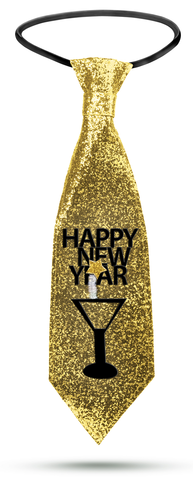 FAMILY PARTY Szilveszteri nyakkendő, arany glitteres, 41x11 cm (58510B)