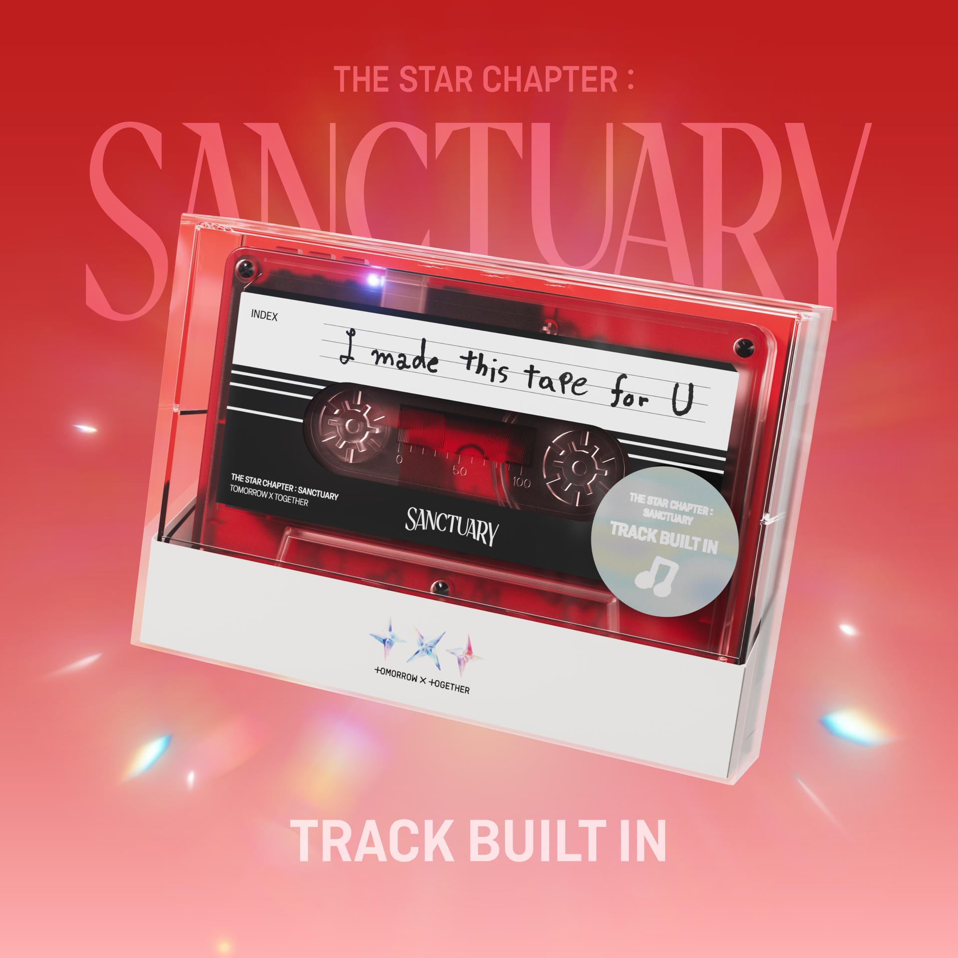 Albumcover. Eine Kassette in einer durchsichtigen Box. Text: I made this tape for U, Sanctuary.