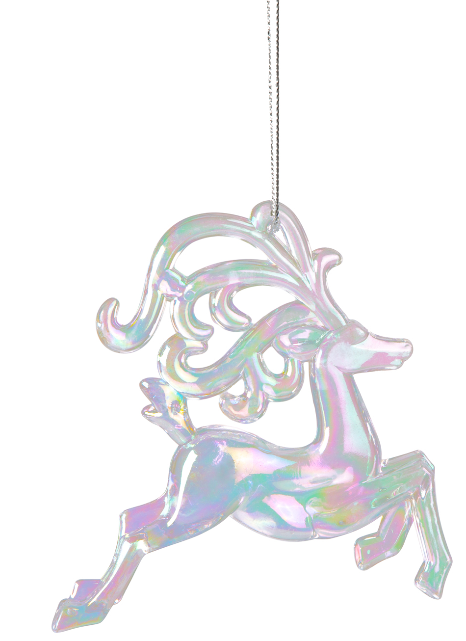 FAMILY CHRISTMAS Karácsonyi dísz, irizáló, akril rénszarvas, 120x120x15 mm (58515)