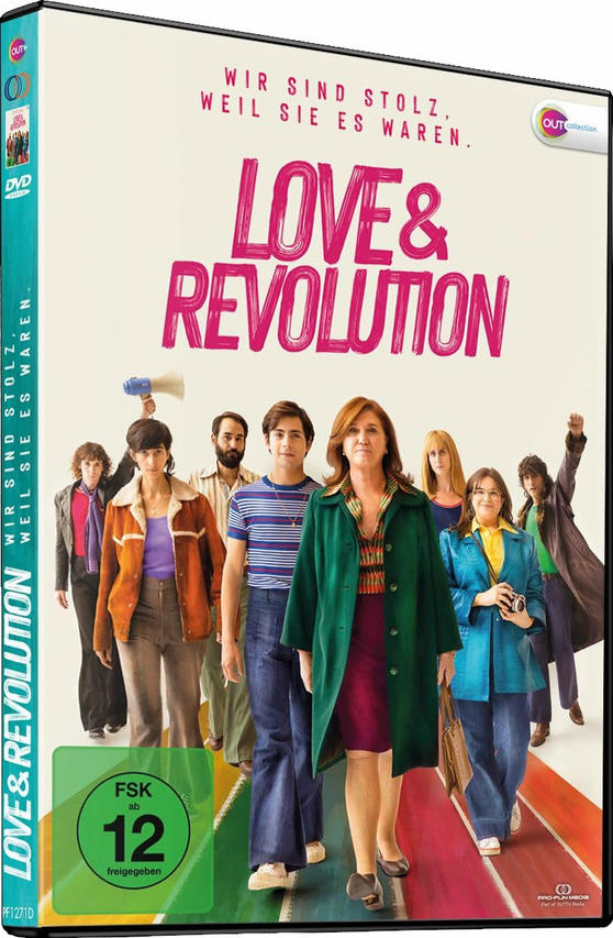 DVD-Cover mit Personengruppe. Titel ist "LOVE & REVOLUTION" in Pink. Grüne Jacke.