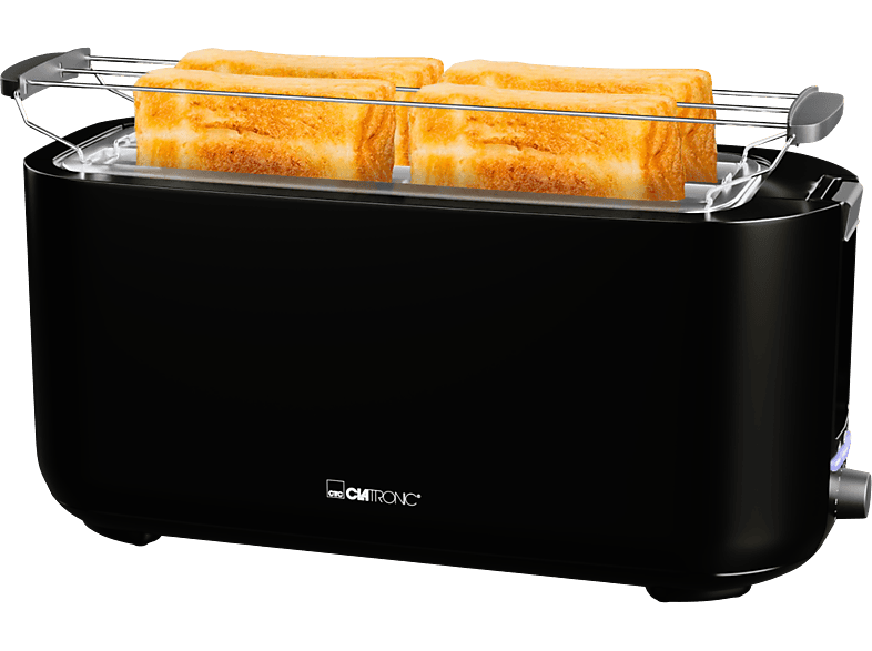 Clatronic TA 3802 Langschlitztoaster (schwarz-matt, 1400 Watt, Schlitze: 2)