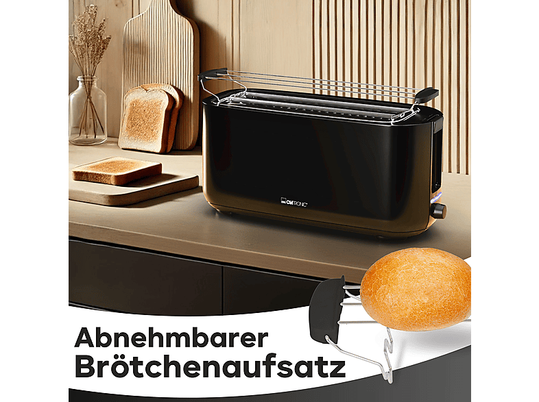 Clatronic TA 3802 Langschlitztoaster (schwarz-matt, 1400 Watt, Schlitze: 2) — Foto 4 von 5