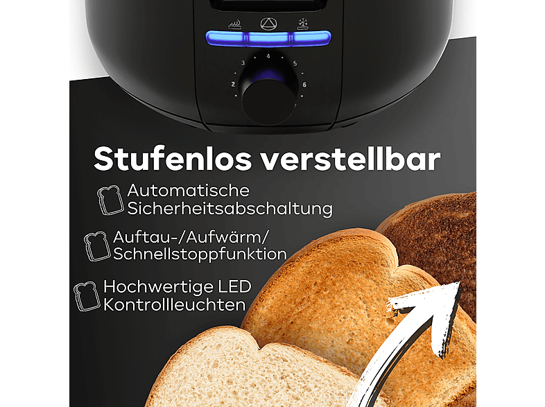 Clatronic TA 3802 Langschlitztoaster (schwarz-matt, 1400 Watt, Schlitze: 2) — Foto 5 von 5