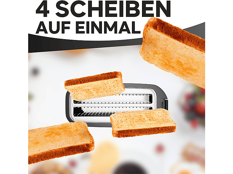 Clatronic TA 3802 Langschlitztoaster (schwarz-matt, 1400 Watt, Schlitze: 2) — Foto 3 von 5
