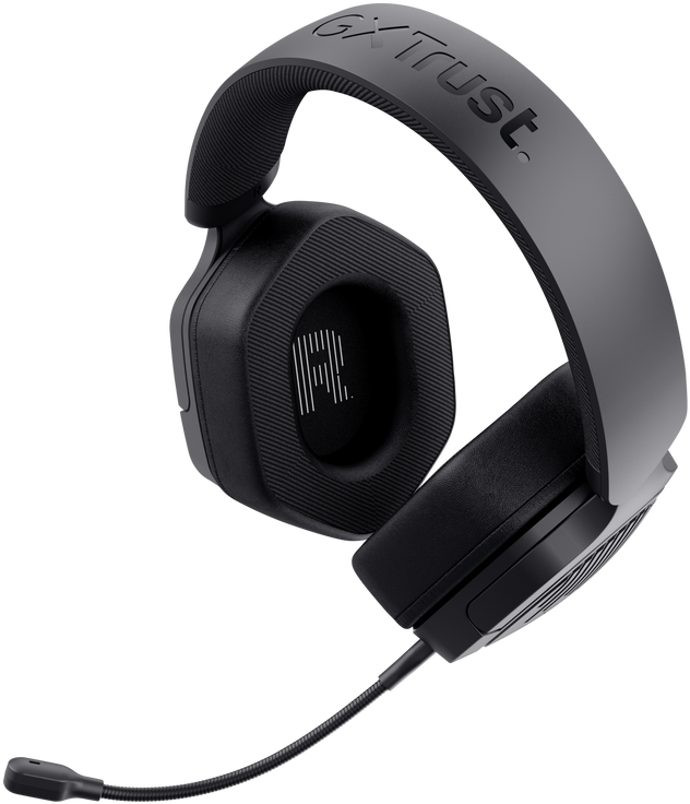 Egy fekete-szürke gamer headset mikrofonnal.