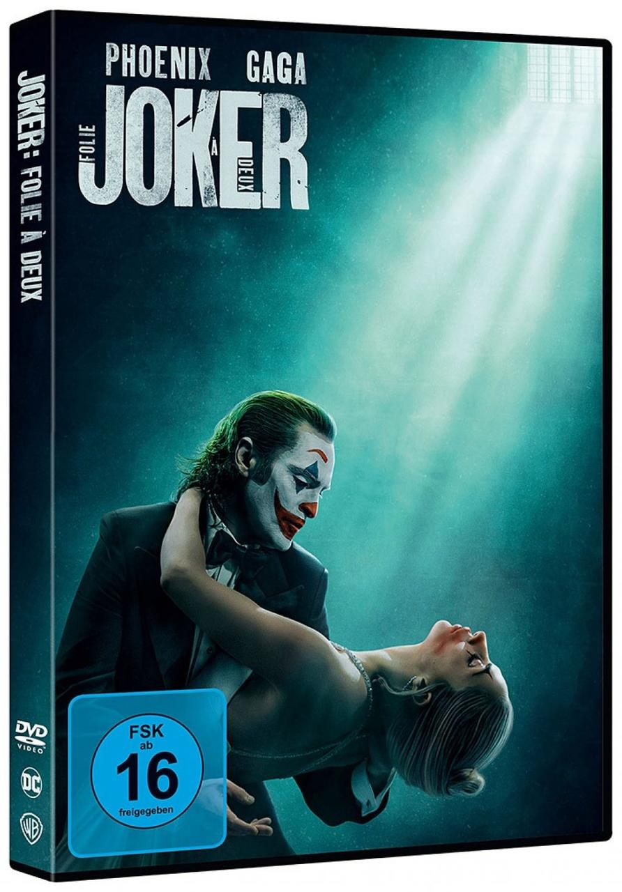 DVD-Cover des Films Joker: Folie à Deux mit Phoenix und Gaga.