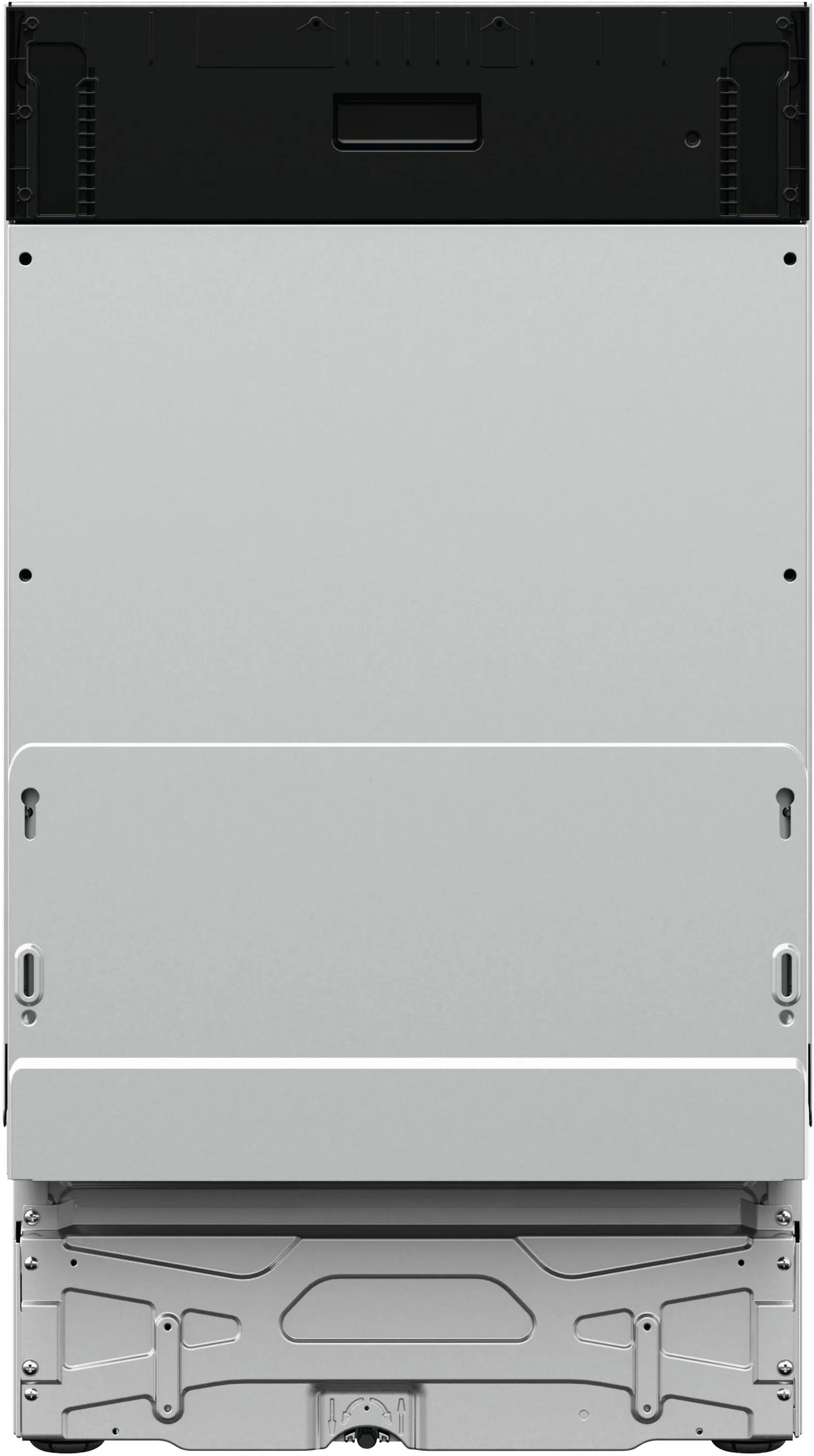 Tył zmywarki, z różnymi panelami i elementami.