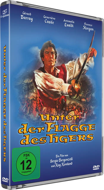 DVD-Hülle. Das Cover zeigt einen Mann mit Schwert, Titel auf Deutsch, Bewertung unten.