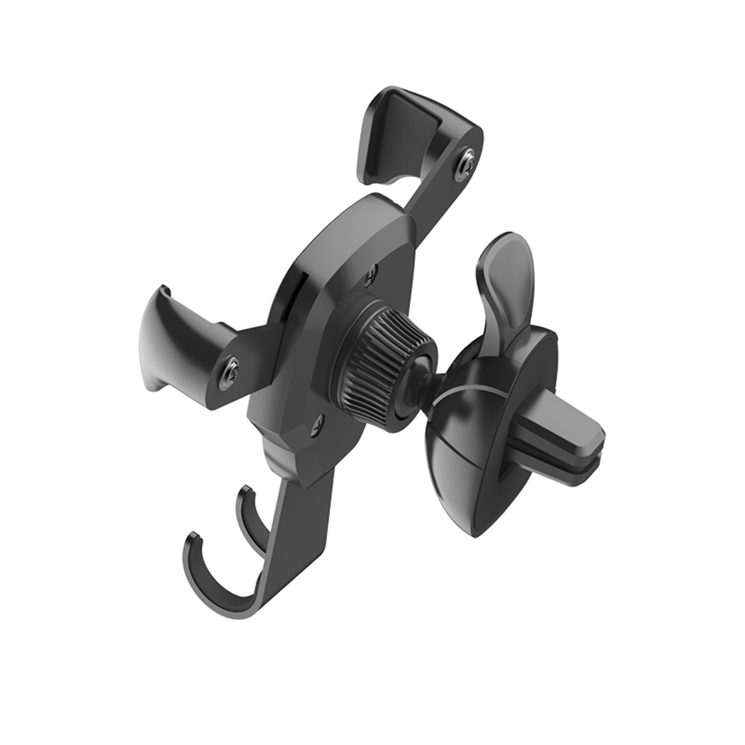 Black car phone holder, with a rotating mechanism and a clip for the air vent.