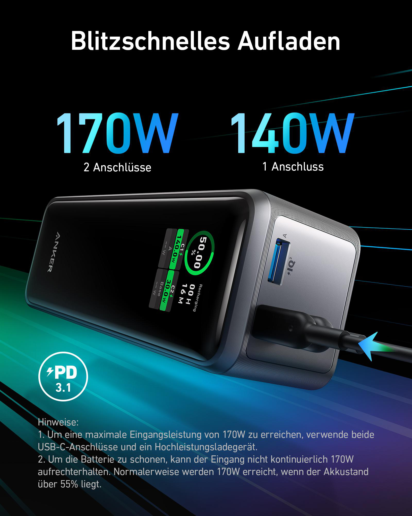 ANKER Prime 27650 mAh Powerbank Schwarz | SATURN