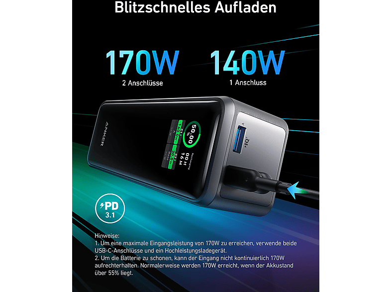 ANKER Prime 27650 mAh Powerbank Schwarz | MediaMarkt
