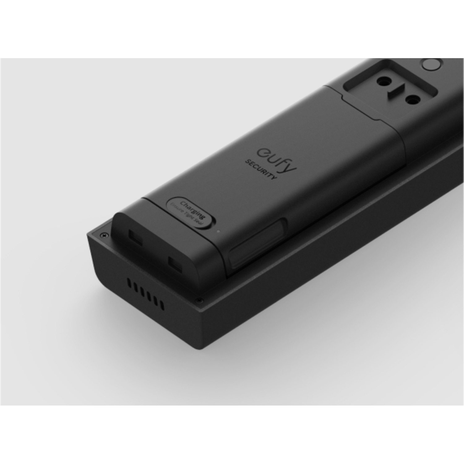 Dispositif de sécurité noir avec indicateur de charge et marque.
