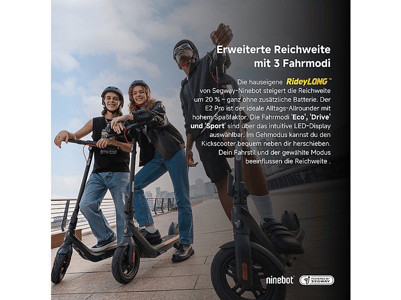 NINEBOT E2 PRO D E-Scooter (10 Zoll, Schwarz)