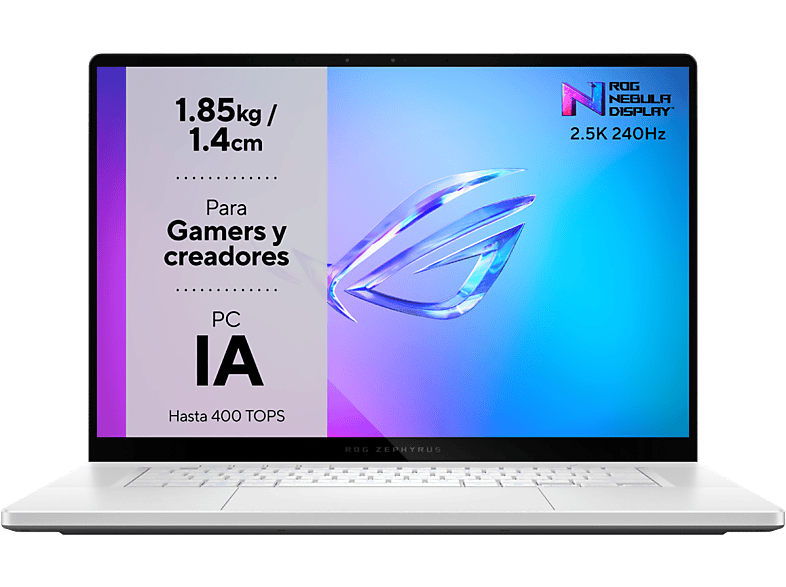 Portátil gaming - ASUS ROG Zephyrus G16 OLED GA605WI-QR005W, 16 " WQXGA, AMD Ryzen AI 9 HX 370, 32 GB RAM, 1 TB SSD, GeForce RTX™ 4070, Windows 11