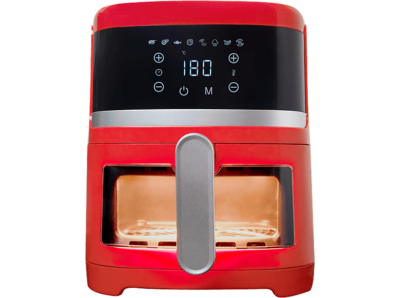 Freidora de aire - KOENIC KAF 41324 R, 1300 W, 80°C-200°C, Ventana Visualización, Rojo