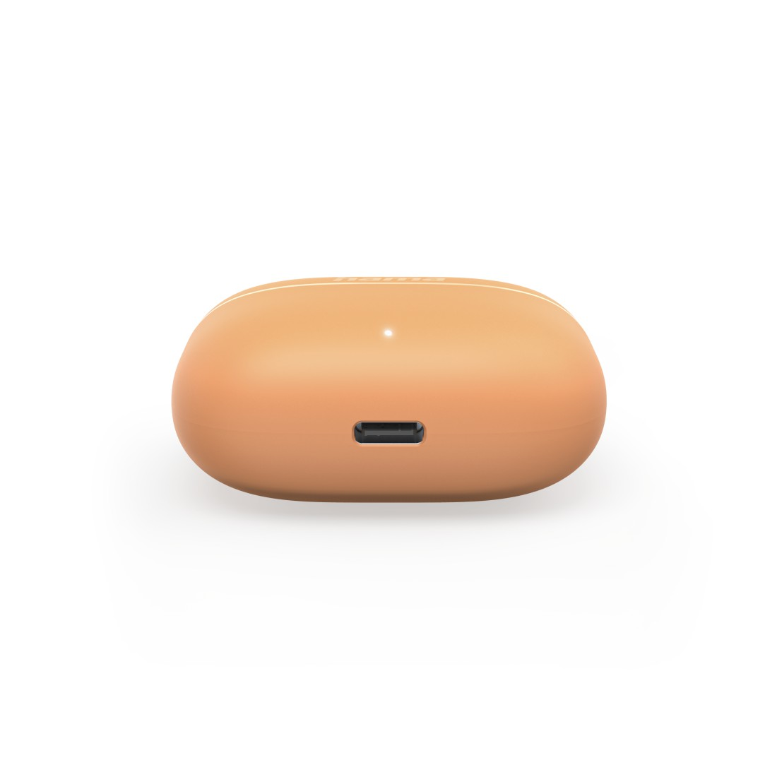 Orangenes Ladecase für Ohrhörer. USB-C-Anschluss unten.
