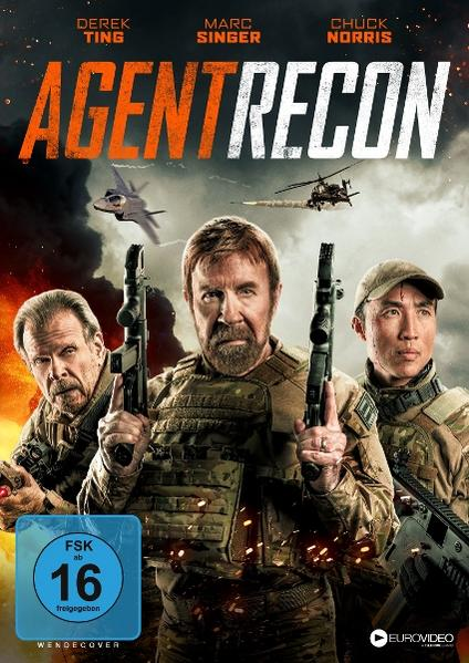Filmcover mit drei Männern, die Waffen halten, mit einem Hubschrauber und Jets im Hintergrund.