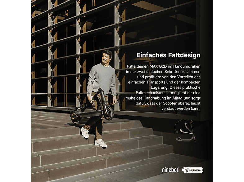 NINEBOT KickScooter MAX G2D powered by Segway E-Scooter (10 Zoll, Schwarz)