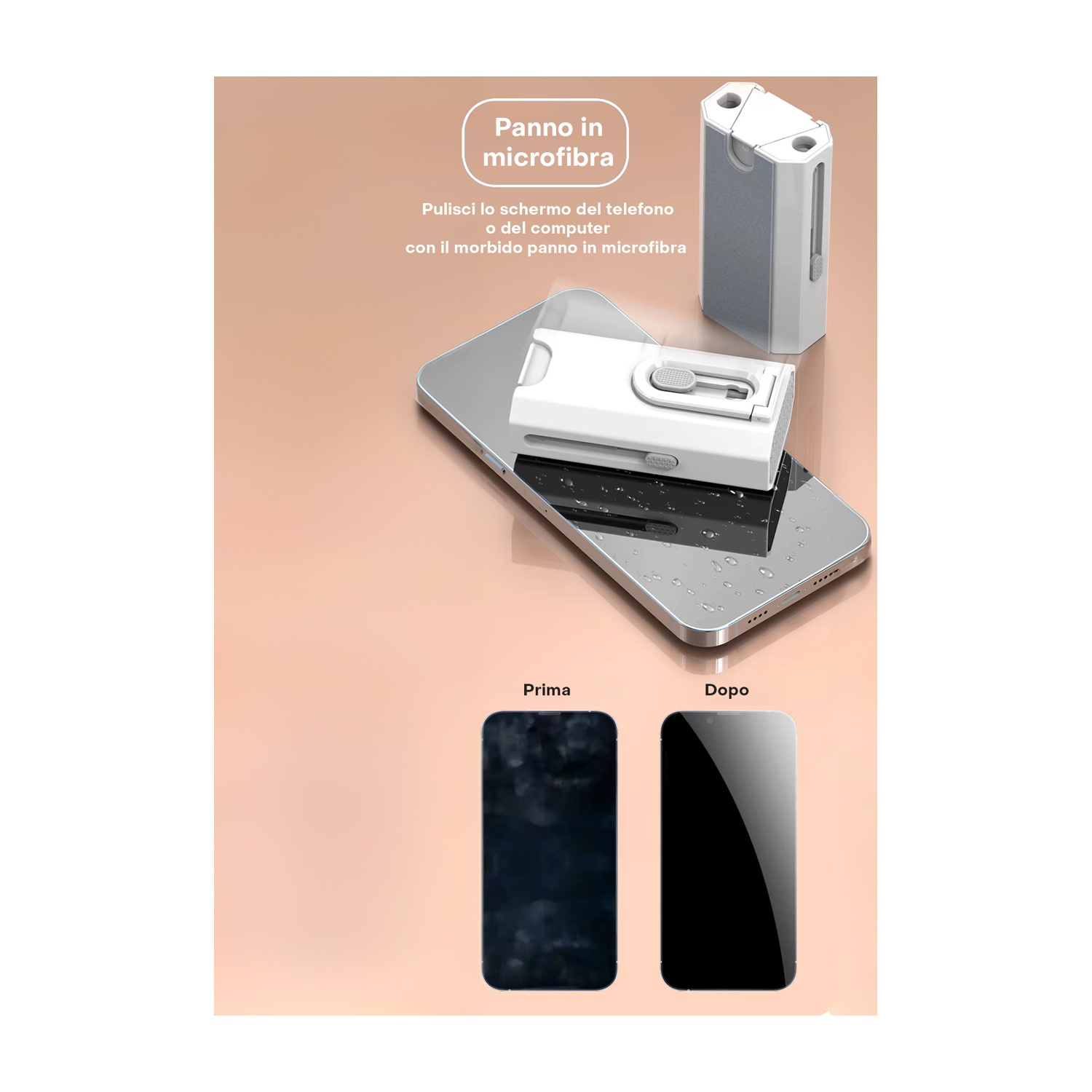PurePort Kit Di Pulizia Multi-strumento USB-C Per Telefono, Tablet, AirPods – Con Stucco AirSquares, Panno Microfibra – Pulisce Porte Di Ricarica E Cavi – Brevettato (USA)