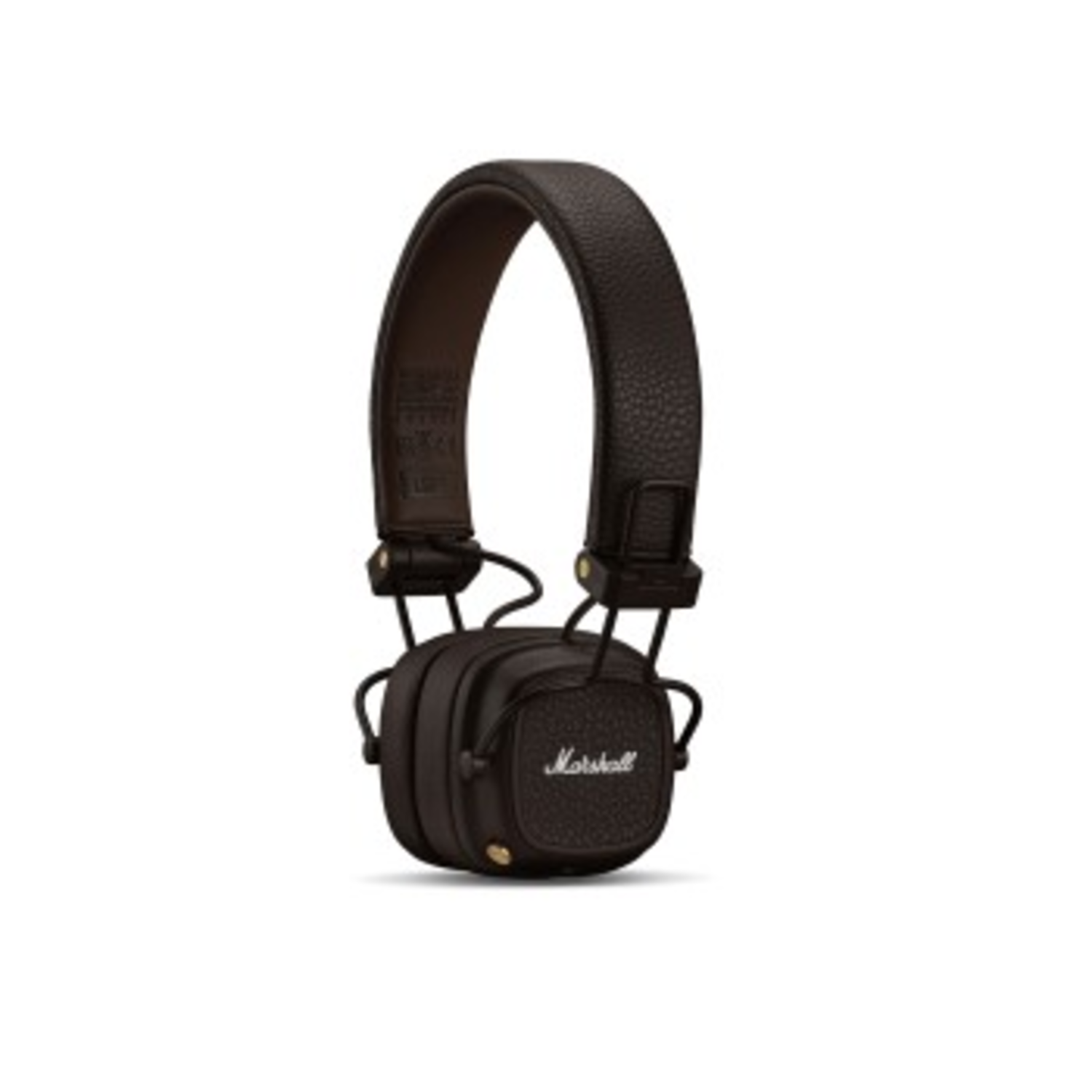 Brown Marshall headphones. The earcups are square, with the Marshall logo in white.