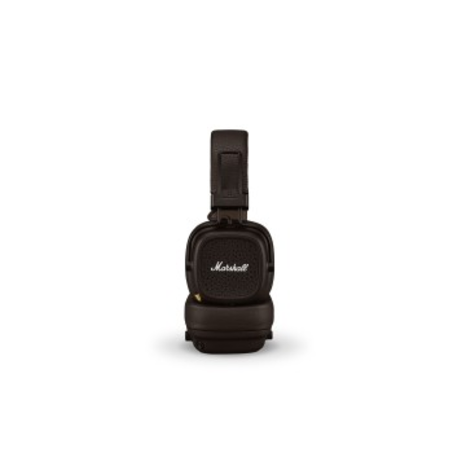 Brown Marshall headphones on a white background. The headphones are in a front-facing position.