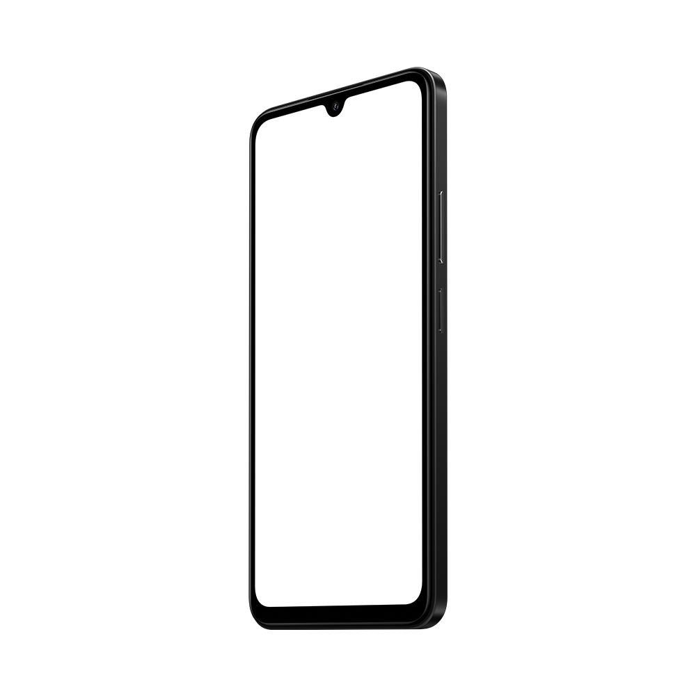 Dikey konumda, boş beyaz ekranlı siyah akıllı telefon.