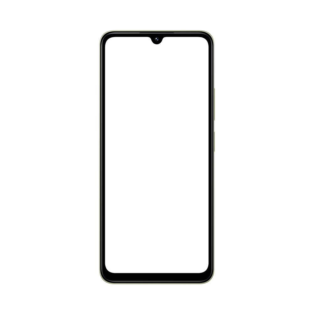 Beyaz ekranlı, siyah çerçeveli ve ön kamerası olan bir akıllı telefon.
