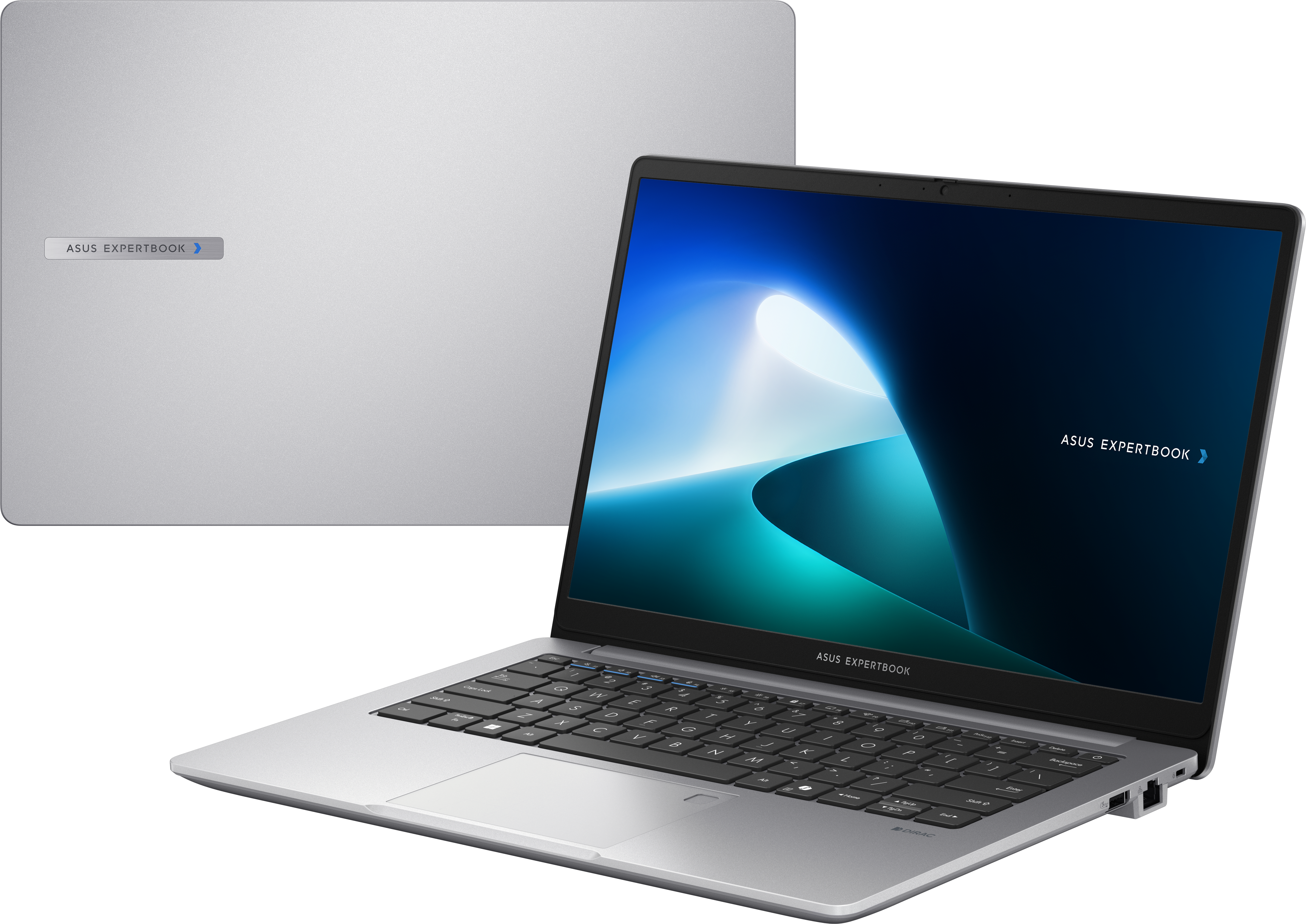 Ein Laptop mit geöffnetem Bildschirm, der zwei Ansichten zeigt.