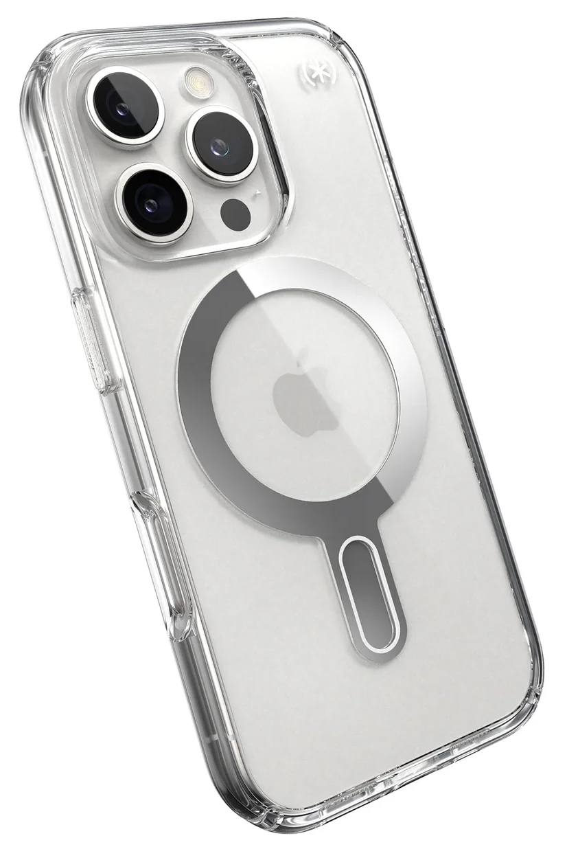 SPECK PRESIDIO PERFECT CLEAR ClickLock iPhone 16 Pro tok, MagSafe, átlátszó/króm (150703-3199)