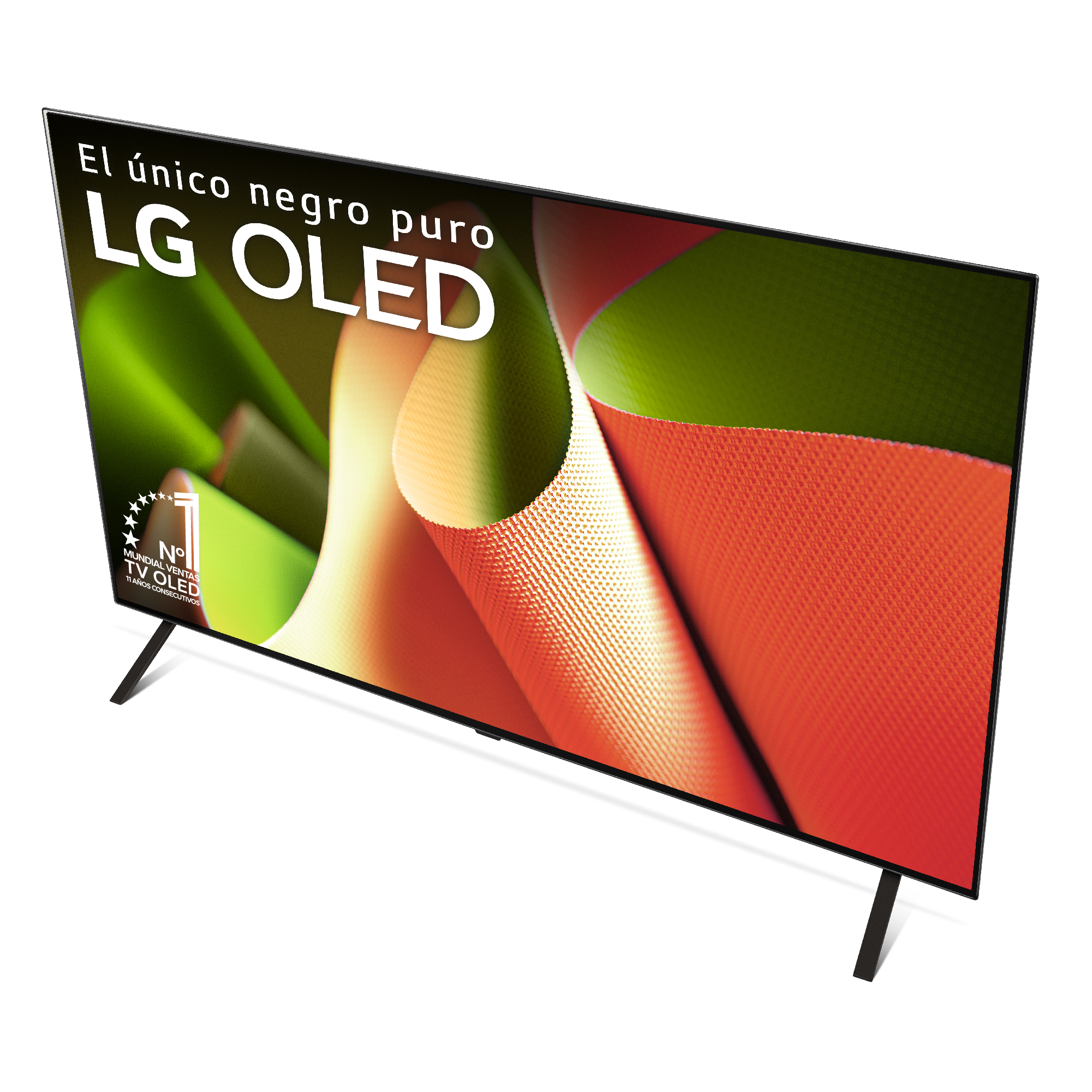 Televisor LG OLED grande, texto: El único negro puro LG OLED.