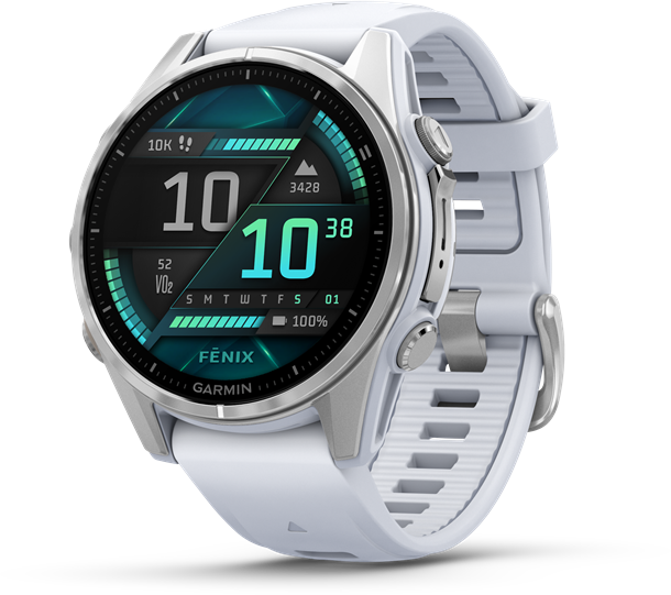 GARMIN Fenix 8 okosóra, AMOLED, 43 mm, sötétszürke, fehér szilikon szíjjal (010-02903-00)