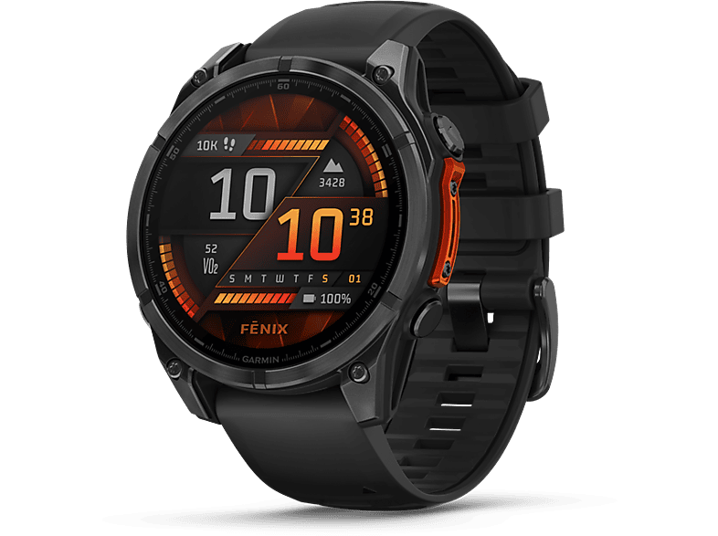 GARMIN Fenix 8 okosóra, AMOLED, 47 mm, sötétszürke, fekete szilikon szíjjal (010-02904-00)