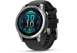 GARMIN Fenix E okosóra, acél, fekete szilikon szíjjal, 47 mm (010-03025-00)