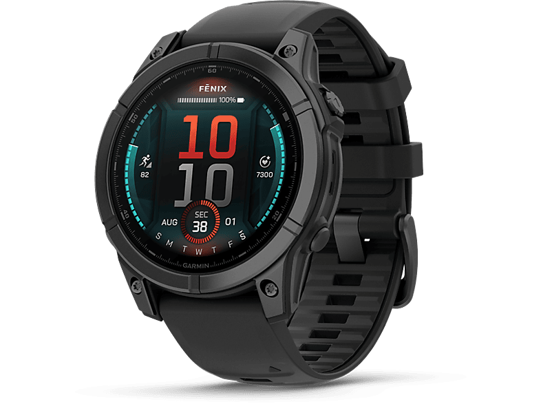 GARMIN Fenix E okosóra, sötétszürke acél, fekete szilikon szíjjal, 47 mm (010-03025-01)