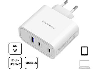 CELLECT hálózati töltő adapter gyorstöltő funkcióval 65W, fehér (MTCB-PD65W-W)